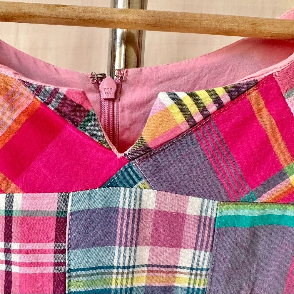 Talbots Madras Patchwork Dress Sleeveless Size 4 Cotton Lined - Picture 5 of 12